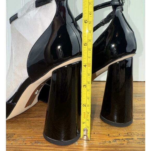 Sam Edelman Womens 9.5 Black Patent Heels Cristine Ankle Strap Closed NEW - Picture 7 of 9